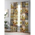 thumbnail image 4 of Sheer Curtains 96 Inches Long 2 Panels Set for Living Room, Sunflowers Semi Sheer Curtains for Windows, Farmhouse Vintage Western Texas Star Plaid Voile Window Treatments Rod Pocket Curtain, 4 of 7