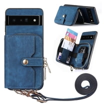 TECH CIRCLE Wallet Case for Google Pixel 9 Pro XL, PU Leather Flip Folio Adjustable Detachable Crossbody Zipper Purse Case with Card Holder Kickstand for Google Pixel 9 Pro XL 6.8" 2024,Blue