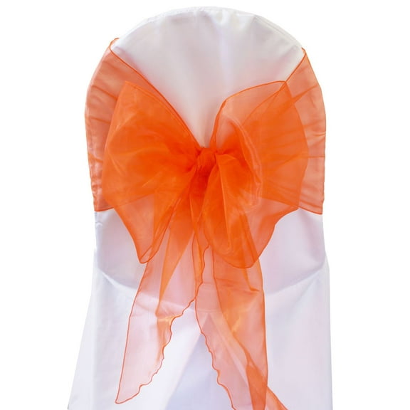 Wedding Linens Inc. (10pcs) 12" x 116" Organza Sheer Chair Sashes Chair Sash Bow ties with Angle end style for Wedding Party Catering Banquet Decoration Events - Orange