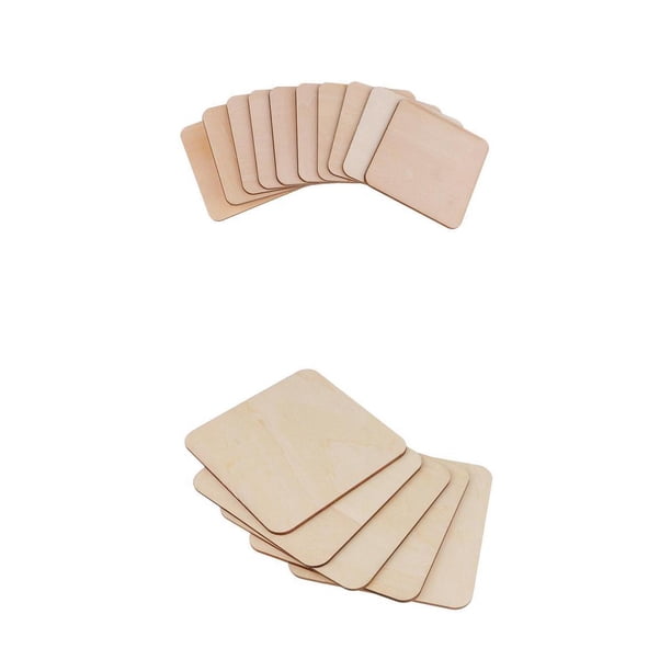 Piezas de madera natural, placa cuadrada de madera, artesanía de madera, piezas de madera sin terminar, placa de madera en blanco, letrero de madera en blanco, adornos de madera, scrapbooking