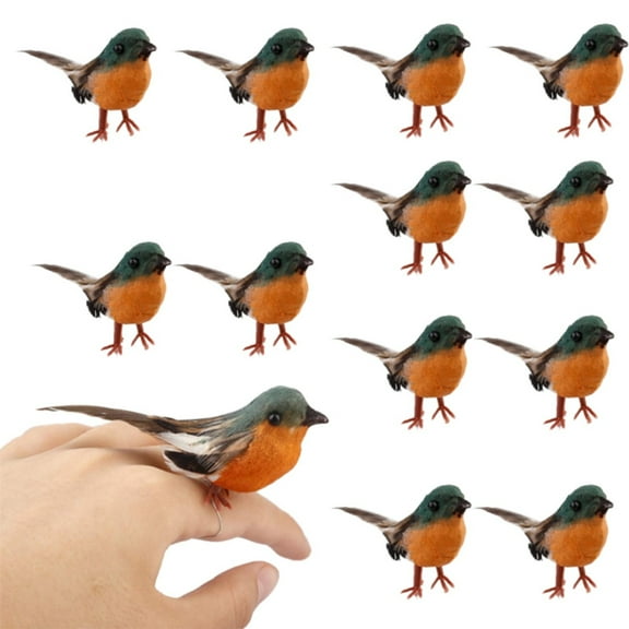 Desktop Ornament,Very Cute Artificial Bird Christmas Tree Decoration Craft 12 Pcs ( Bird) Garden Garden Cotton Bird Decorative Crafts Ornaments