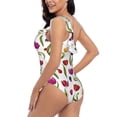 thumbnail image 5 of Yiaed Tulips Flowers Print Women One Piece Swimsuits Tummy Control One Shoulder Bathing Suits Pattern Ruffle Swimwear-Large, 5 of 8