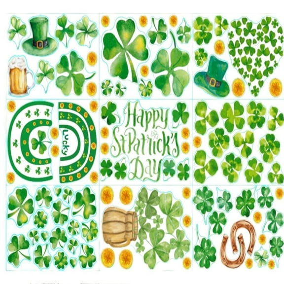 St Patricks Day Decorations Holiday Spring Window Clings - St. Patrick's Day Window Clings Decor Stickers Decals for Glass Window Party, 9pcs