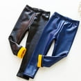 thumbnail image 4 of GYRATEDREAM Kids Footless Faux Leather Leggings Little Girls Warm Thick Fleece Tights Pants 2-12 Years, 4 of 6