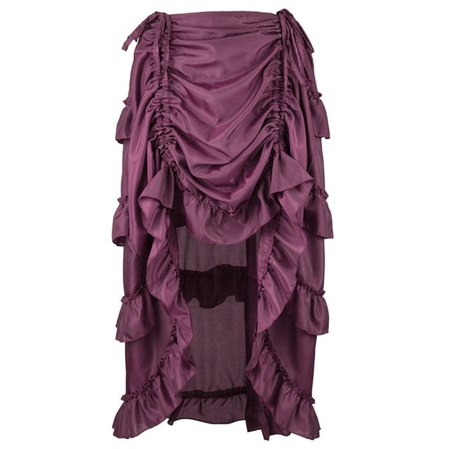 WTXUE Skirts, Flutter Ruffle, Women Skirt Skirt Solid Mid-Length Women's Plus, Red Size L
