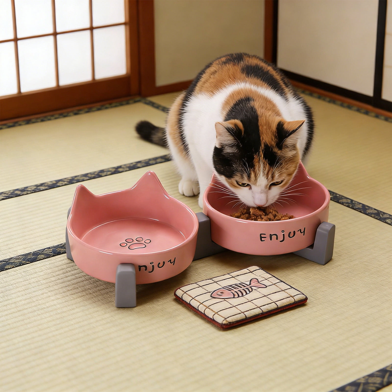 Viflosae Dog Bowl Dog Water Bowl Double Bowl Shaped Ceramic Cats Dog Bowl Cats Food Bowl Water Bowl Tall Bowl To Protects The Cervical Spine Pet Food Bowl Canned Food And Treat Dishs