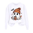 thumbnail image 4 of Womens Halloween Sweatshirt, Oversized Fall Fashion Aesthetic Bat Print Crewneck, Comfy Lounge & Party Outfit, 4 of 4