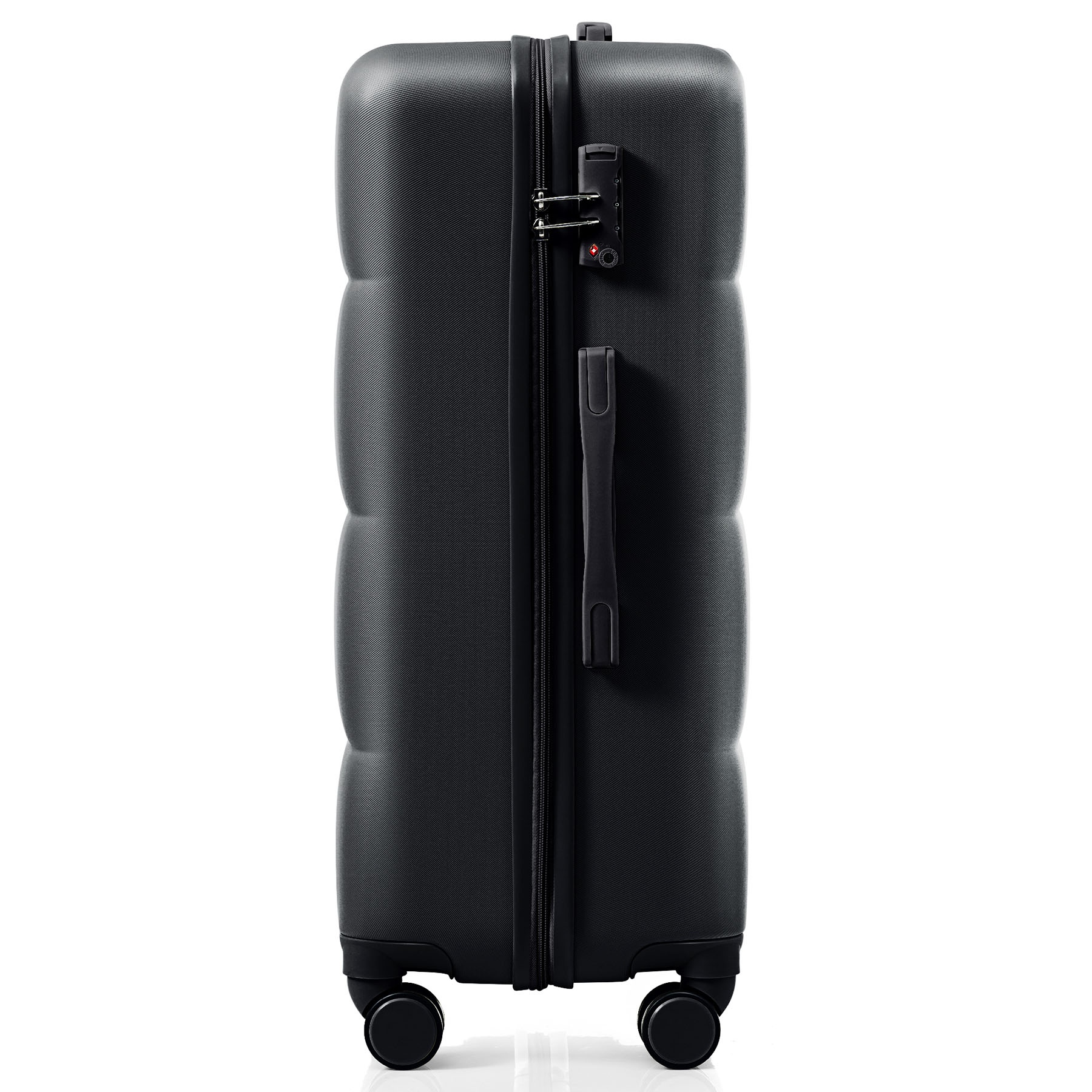 CQSXDA ABS Travel Luggage Set of 3 Airline Certified Carry-on Luggage with Cup Holder Durable ABS Hard Shell Luggage with Smooth Spinner Wheels , Black