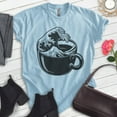 thumbnail image 2 of The Wave Coffee Cup T-shirt, Unisex Women's Men's Shirt, Clever Coffee Japanese Classical Art Gift, Heather Light Blue, Large, 2 of 6