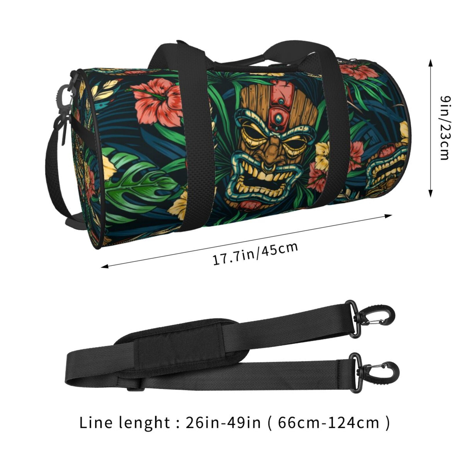 Vsdgher Tropical Tribe Mask 45L Foldable Duffel Bag, Sports Gym Bag,Overnight Bag, Portable Weekender Bag for Airplanes