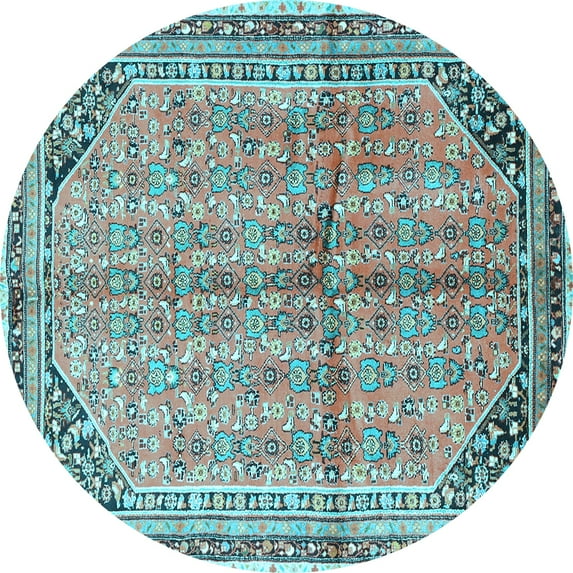 Ahgly Company Indoor Round Persian Light Blue Traditional Area Rugs, 3' Round
