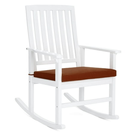 Best Choice Products Indoor Outdoor Wooden Patio Rocking Chair Porch Glider w/ Seat Cushion,