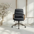 thumbnail image 4 of Henfield Office Chair- Black Faux Leather with Dark Wood Arms, 4 of 10