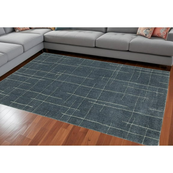 HomeRoots 5' X 8' Blue And Gray Geometric Power Loom Area Rug