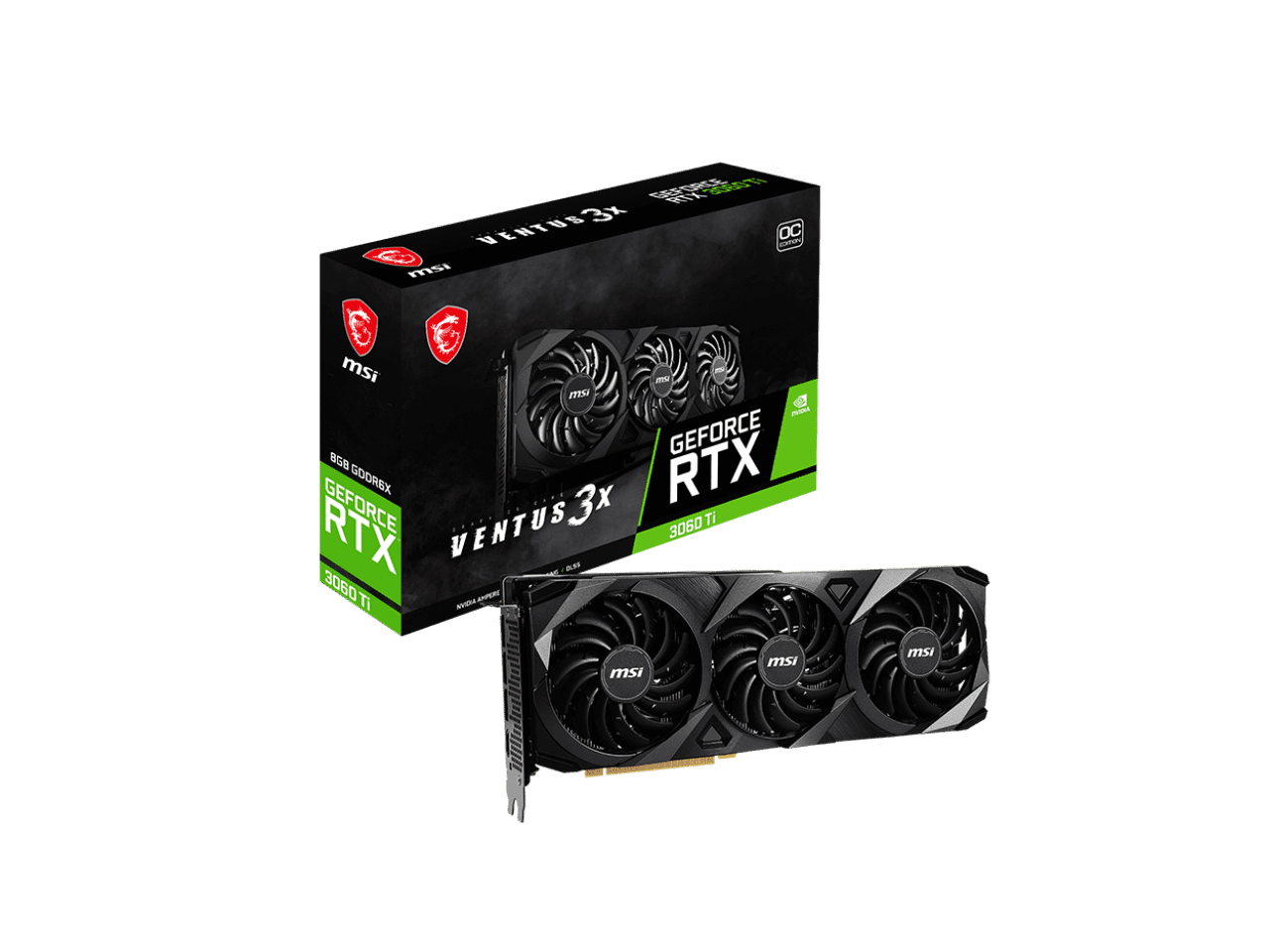 MSI GeForce RTX 3060 Ti VENTUS 3X OC Graphics Card, 8GB GDDR6, Ray