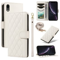 Dteck Wallet Case for iPhone XS/X with Wrist Strap Shoulder Strap, Shockproof Magnetic Multiple Card Slots Purse PU Leather Stand Phone Cover, White