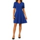 thumbnail image 1 of Vestido de Negocios INSPIRE CHIC para Mujer, con escote corazón, plisado, de manga corta, estilo A-Line, vestido ajustado XL azul, 1 of 6