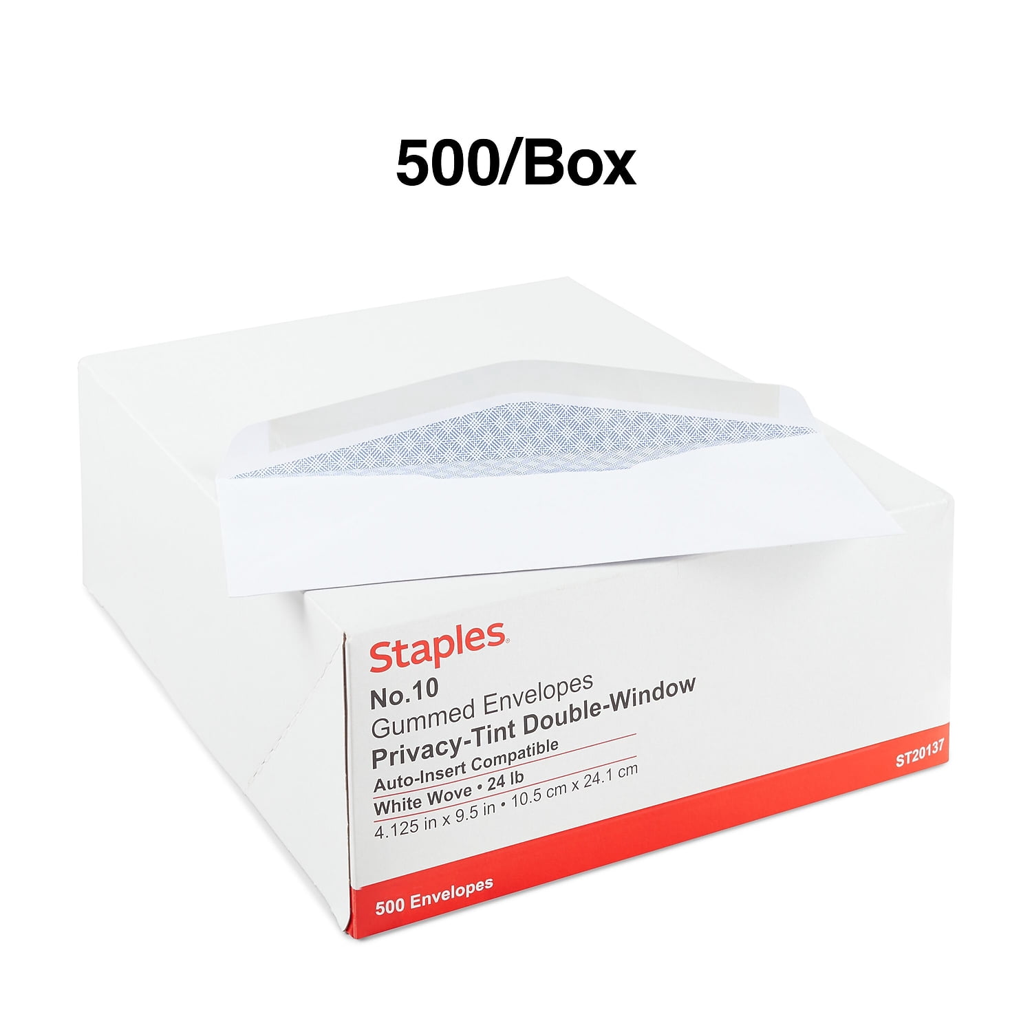 MyOfficeInnovations #10 Envelope Double Window Security-Tint Gummed Envelopes 500/Box 892095