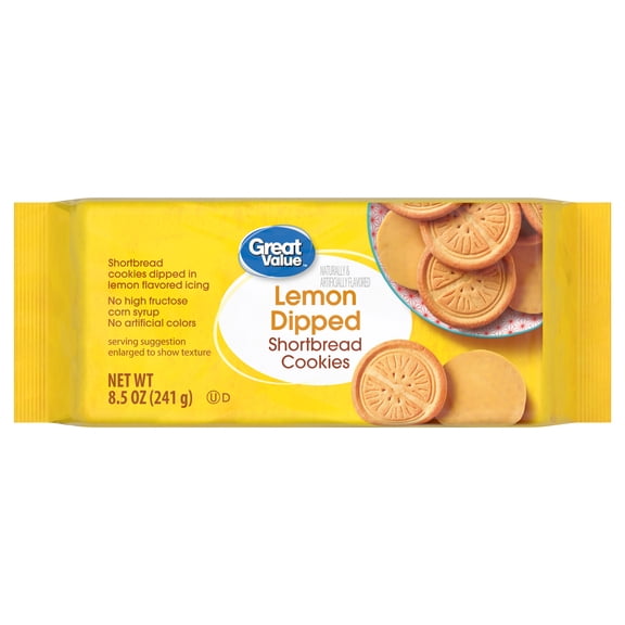 Great Value Lemon Dipped Shortbread Cookies, 8.5 oz
