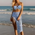 thumbnail image 4 of Women's Bikini Cover Up Set Three Piece Swimsuit Sarong Skirt and Top Mesh Sheer Beachwear Sexy Bathing Suit Outfits, 4 of 4