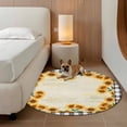 thumbnail image 3 of Round Area Rug 4ft,Garden Sunflower Buffalo Check Washable Carpet Non-Slip Runner Accent Rugs Indoor Floor Mat for Bedroom Living Room Decor,Farm Floral Letter Texture, 3 of 9