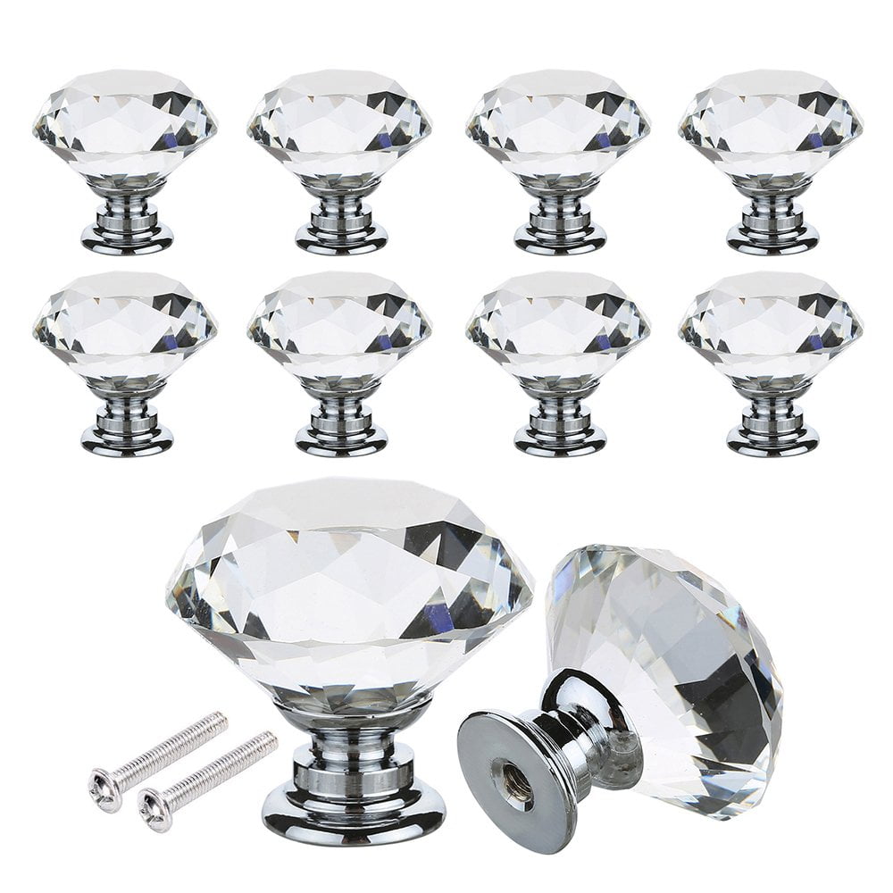 Lv. life 10Pcs Crystal Glass Cabinet Knobs Drawer Dresser Knobs Cupboard Handles Set, Cupboard Handle, Cupboard Handle