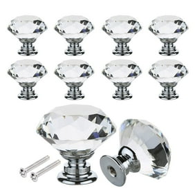 Meigar Pack Of 12 Drawer Knob Pull Handle Crystal Dresser Glass