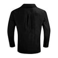 thumbnail image 4 of WTOBBY Men's Summer jean Shirt Lapel Collar Long Sleeve Solid Color Casual Fashion Button Front Lightweight Breathable Daily Office Wear Top,Black L, 4 of 5