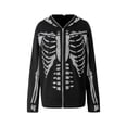 thumbnail image 3 of Blotona Rhinestone Skull Skeleton Zip Up Hoodies for Women Goth Harajuku Oversized Sweatshirts 90s E-girl Halloween Casual Jacket, 3 of 10