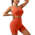 thumbnail image 5 of Two Piece Workout Sets For Women Tank Top Matching High Waist Booty Lifting Shorts Gym Yoga Active Wear Outfits,Quick Dry(Orange,S), 5 of 5