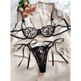 thumbnail image 2 of Conjuntos de sujetador Sexy para mujer, lencería con tirantes, encaje bordado en forma de corazón, ropa interior sin costuras de Hada, transparente, conjunto exótico de sujetador, conjunto de bragas, 2 of 5