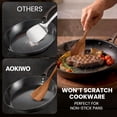 thumbnail image 5 of Wooden Spoons for Cooking, AOKIWO 6 PCS Teak Wood Cooking Utensil Set, Kitchen Wooden Finish Utensils Spoons and Spatula Set, Lightweight Nonstick Cookware, 5 of 11