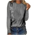 thumbnail image 1 of Qertyioot Plus Size Tops pour les Femmes, Femmes Imprimé en Vrac à la Mode à Manches Longues Col Rond Pull, 1 of 3