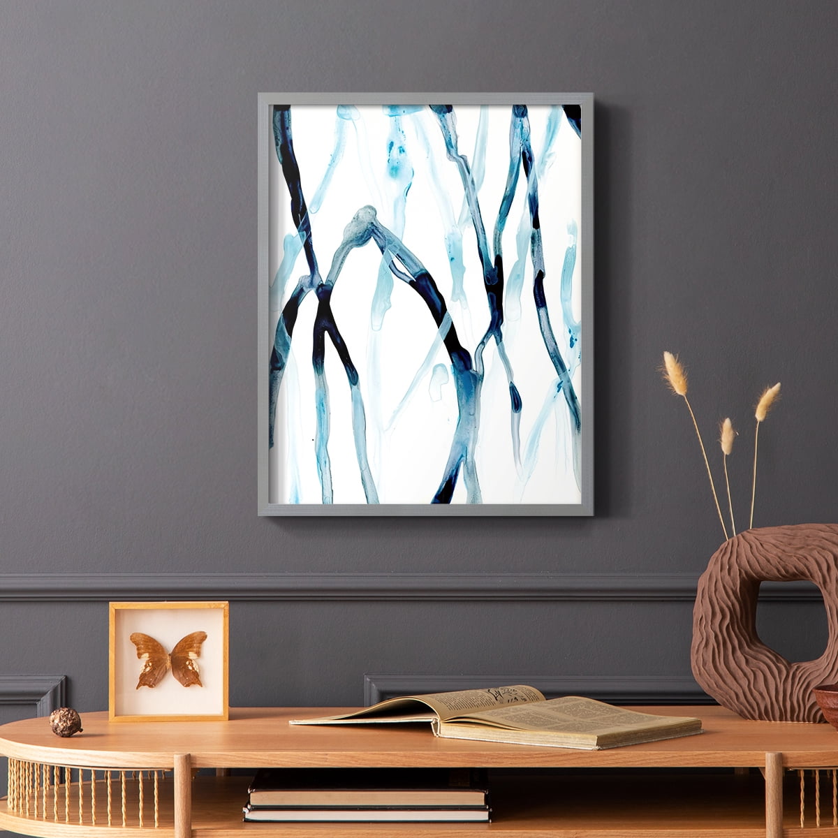 Runnel I Framed Print in Gray Solid Wood Framed Print No Nail Hanging