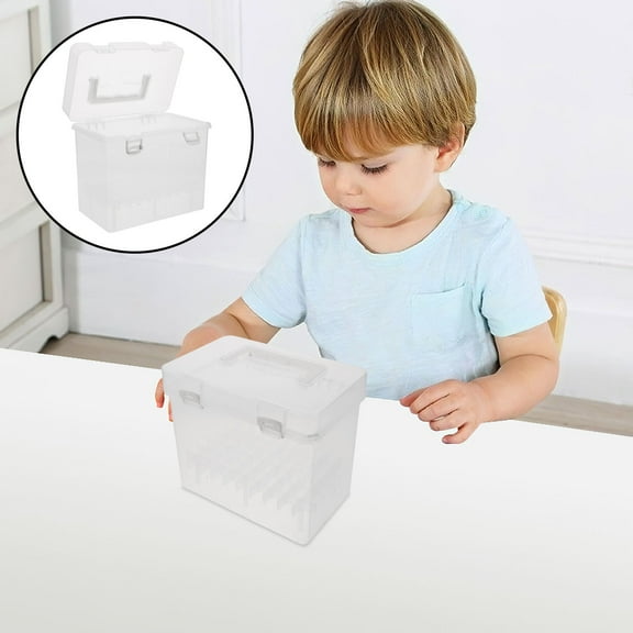 OUNONA Transparent Marker Case With Handle High Capacity Pen Storage Box For Painting Supplies Portable Marker Storage Organizer Transparent Box