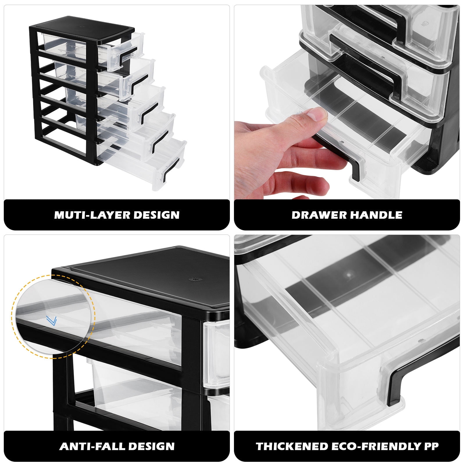 AURARMLET Transparent Desk Drawer Organizer Set for Home Office Storage and Desk Accessories