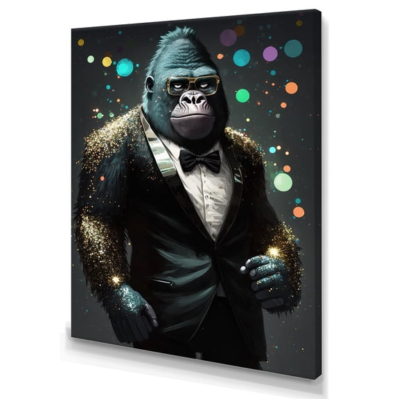 Designart Disco Style Tuxedo Gorilla I Canvas Wall Art