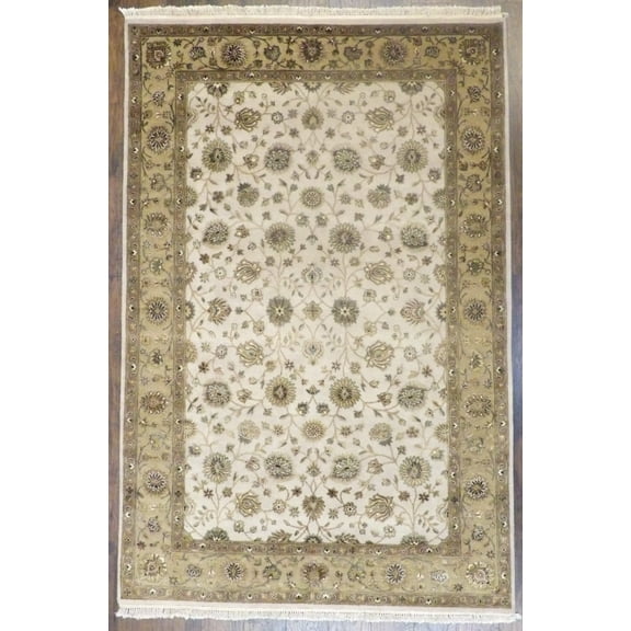 Wahi Rugs Hand Knotted Fine Transitional Jaipur Floral Design 6'0"x9'0" -W901