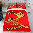 thumbnail image 4 of Hong Kong Phooey Conjunto de sábanas temático, trío de piezas, cómodo y amigable con la piel, diseño único, regalo de decoración para el hogar para familiares, amigos y fans,173cm *218cm, 4 of 6