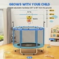 thumbnail image 6 of FUNTOK Trampoline for Kids w/ Swing 440LBS, 55" Mini Trampoline for Toddler Age 2-5, Adjustable Mini Indoor Small Trampoline w/ Net Basketball Hoop, Sandbag, Hanging Rings, Blue, 6 of 9
