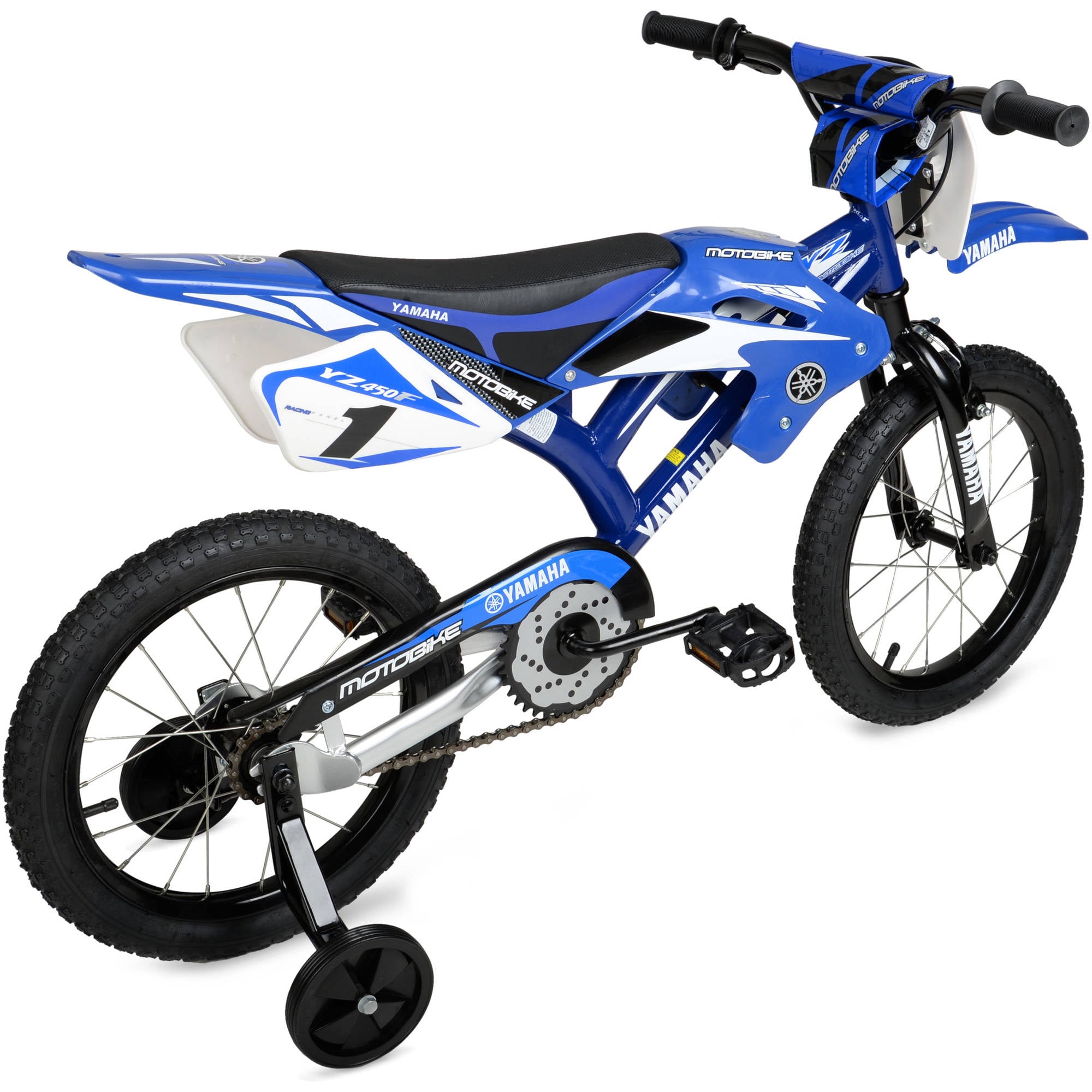 16" Moto Yamaha Boys BMX Bike Blue Steel Frame Kids Bicycle Motocross Style New 