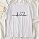 thumbnail image 3 of Camiseta negra de latido del corazón para mujer, Tops gráficos de estilo coreano Harajuku de los años 90 para mujer, camiseta Kawaii Y2K para mujer, envío directo, 2022, 3 of 4