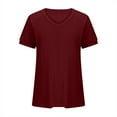 thumbnail image 4 of cfhntfmh T Shirts for Women V Neck Dressy Casual Blouses Pleated Short Sleeve Summer Tops Loose Fit Basic Clothes, 4 of 6