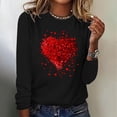 thumbnail image 2 of Kilaqueen Valentines Day Long Sleeve Shirts for Women 3D Heart Print Crew Neck Sweatshirts Casual Funny Cute Relaxed Fit Pullover Tops, 2 of 4