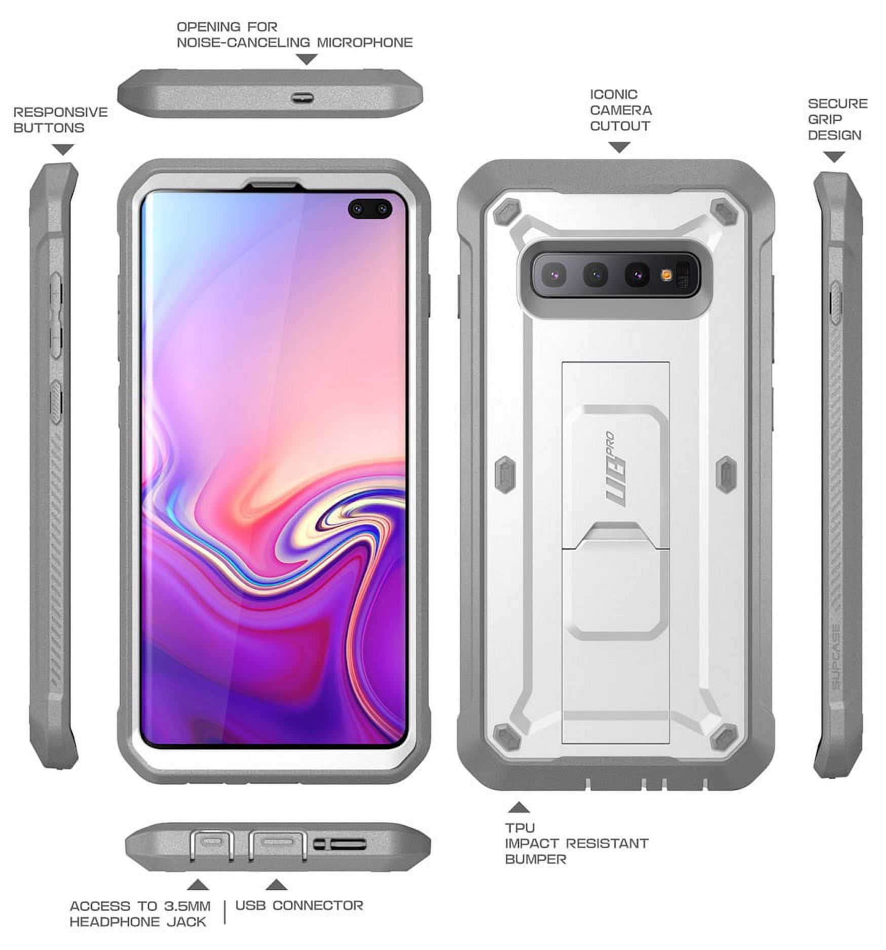 Samsung Galaxy S10 Plus Case, SUPCASE Full-Body Dual Layer Rugged Holster & Kickstand Case Without Screen Protector for Samsung Galaxy S10 Plus (2019 Release), Unicorn Beetle Pro Series (White)