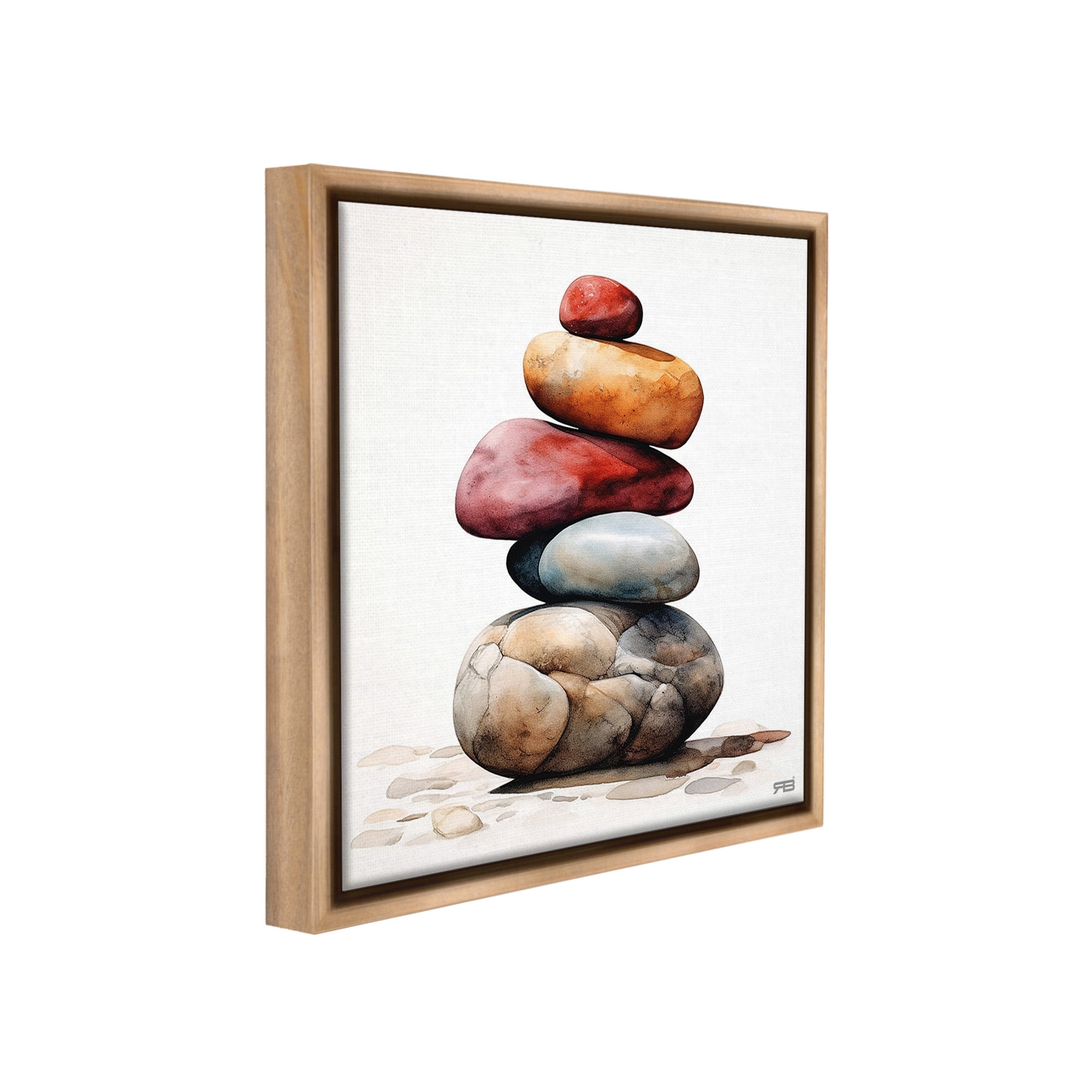Stupell Industries Varied Stacked Rocks Landscape Painting Brown Floater Framed Canvas Art Print Wall Art, 25 x 25