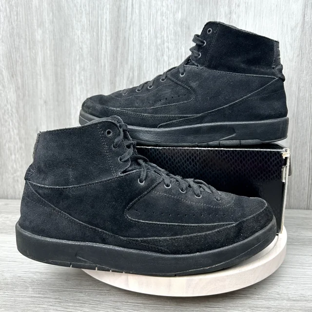 Ni - ke Ni - ke Air Jordan 2 Retro Deconstructed Triple Black Mens 10 Suede Shoes Sneakers