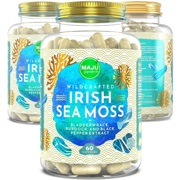 Maju S Sea Moss Capsules 4 In 1 Wildcrafted Stronger Than Gel W Bladderwrack Burdock Root Organic 60ct Walmart Com