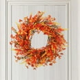 thumbnail image 5 of 18" Halloween Wreath - Black & Orange Artificial Thorn Vine for Front Door/Gate (Battery-Powered LED Bats, Style G), 5 of 6