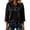 Black, variant on Women Casual Lapel Button Tshirts 3/4 Sleeve Polo Tops Loose Relaxed Solid Shirts Daily Tops